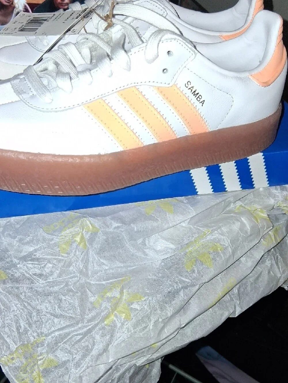 adidas Samba Men's White & Orangeish Yellowish Accent Sneakers
